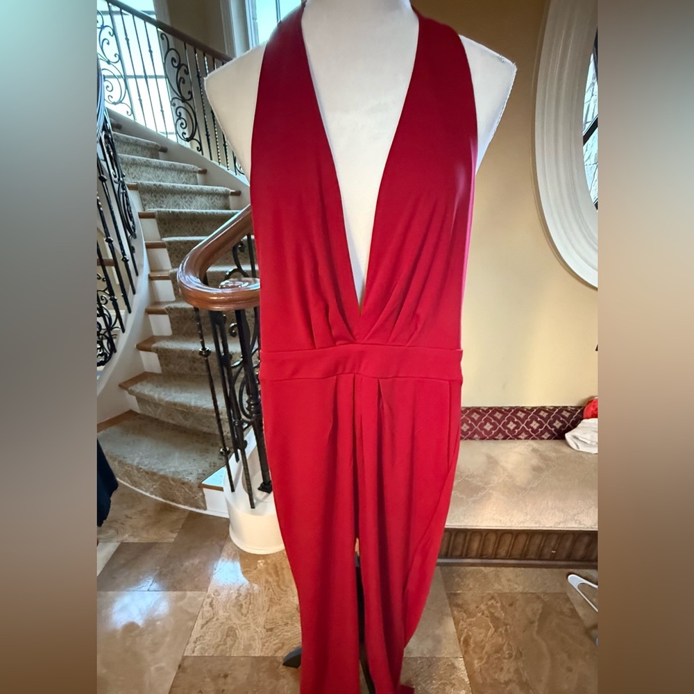 Elegant Halter style Red Jumpsuit